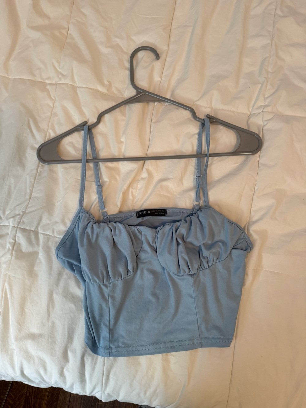 SHEIN Pale Blue Ruched Spaghetti Strap Cami